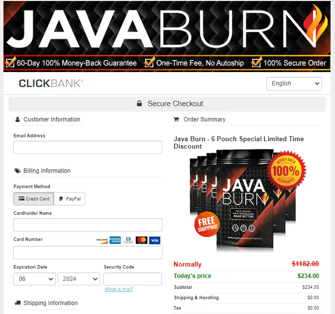 Java Burn Coffee order